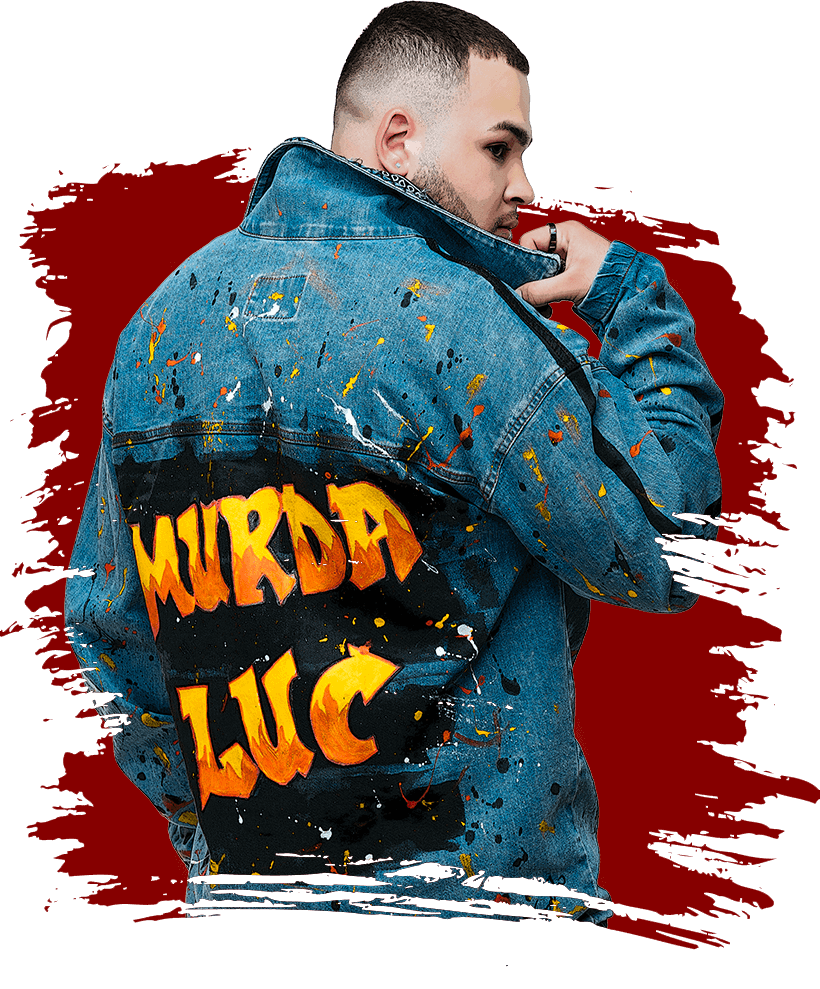 Murda Luc in the painted MURDA LUC jacket